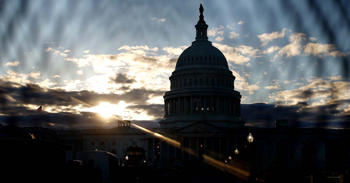 Backlit image of the U.S. Capitol