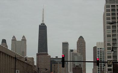 CHICAGO, IL - FEBRUARY 13: The John Hancock Center (C), one of Chicago's most famous skyscrapers, is changing its name on February 13, 2018 in Chicago, Illinois. John Hancock Financial, the building's former owners and namesake, has asked that its name an