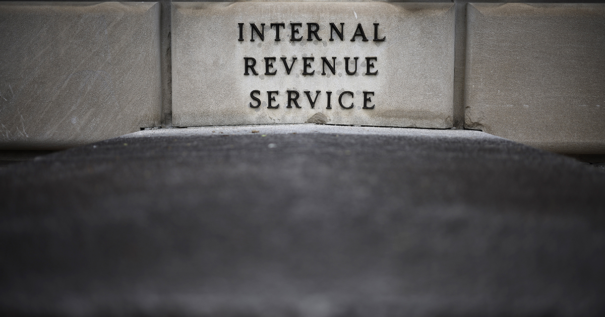 Close up image of the IRS building 