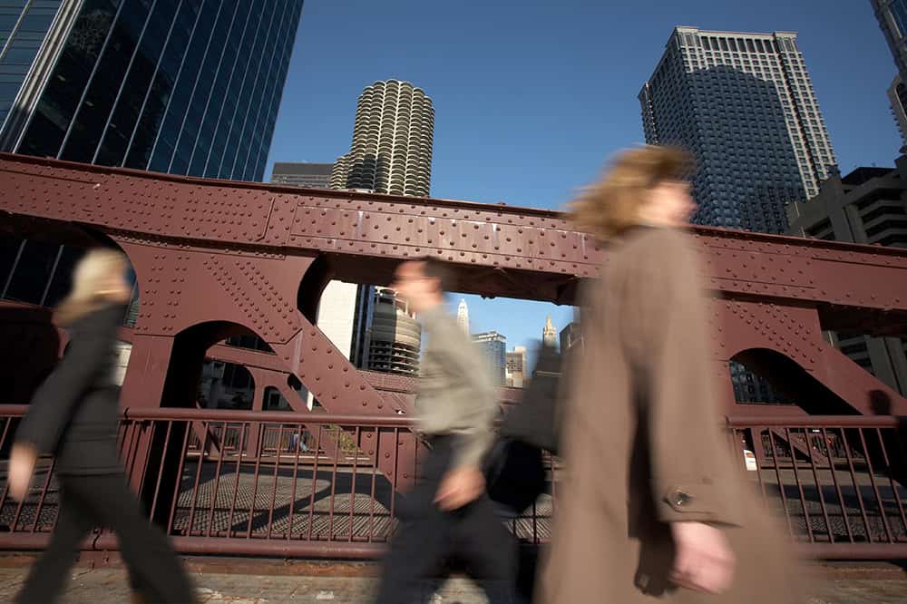 People returning from work in Chicago, Illinois