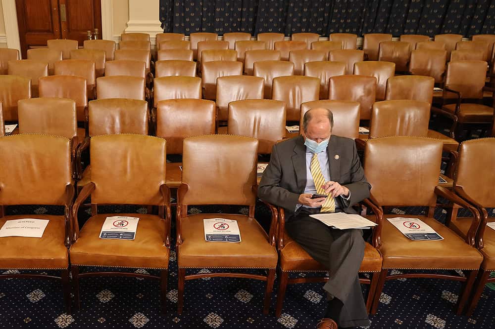 Members of Congress are spaced apart for social distancing