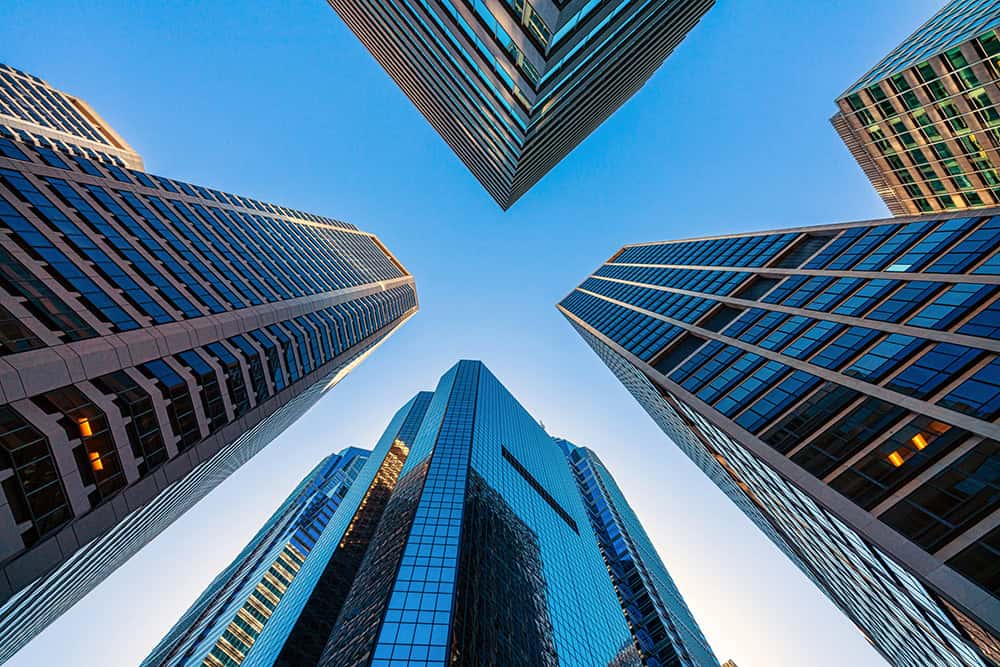 Low angle view of the skyscrapers in Philadelphia City