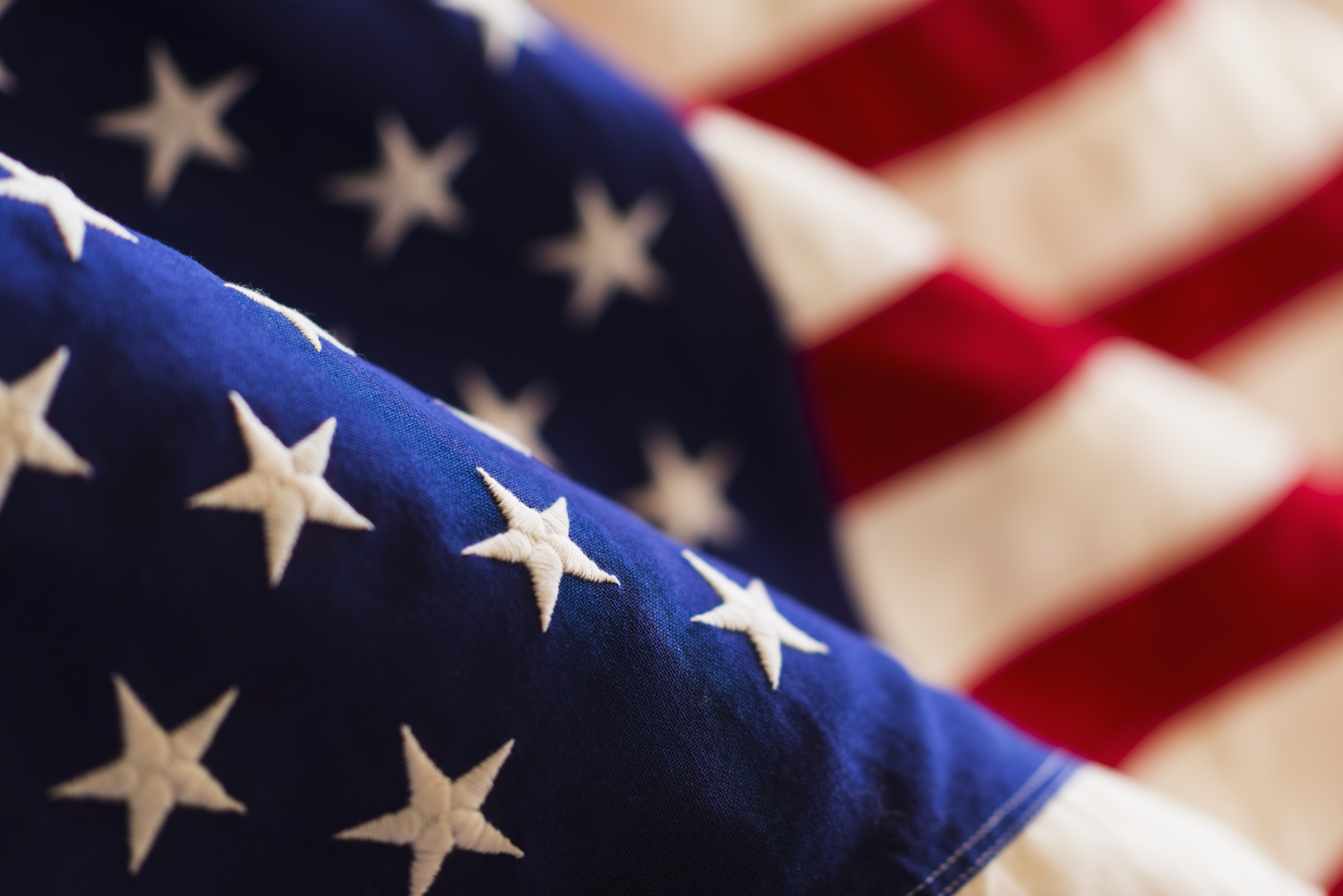 Detail of US flag, studio shot