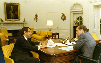 In 1971, Pete was named Assistant to the President for International Economic Affairs, meeting frequently with President Nixon in the Oval Office.