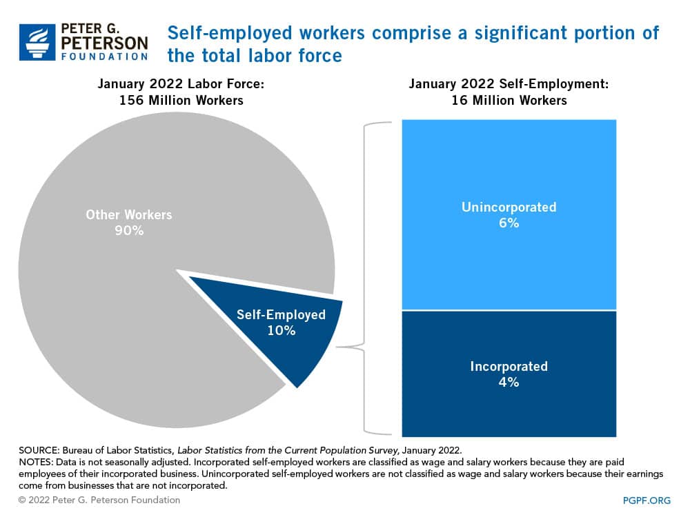 Self-employed workers comprise a significant portion of the total labor force