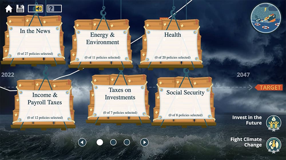 Screenshot from the Fiscal Ship game