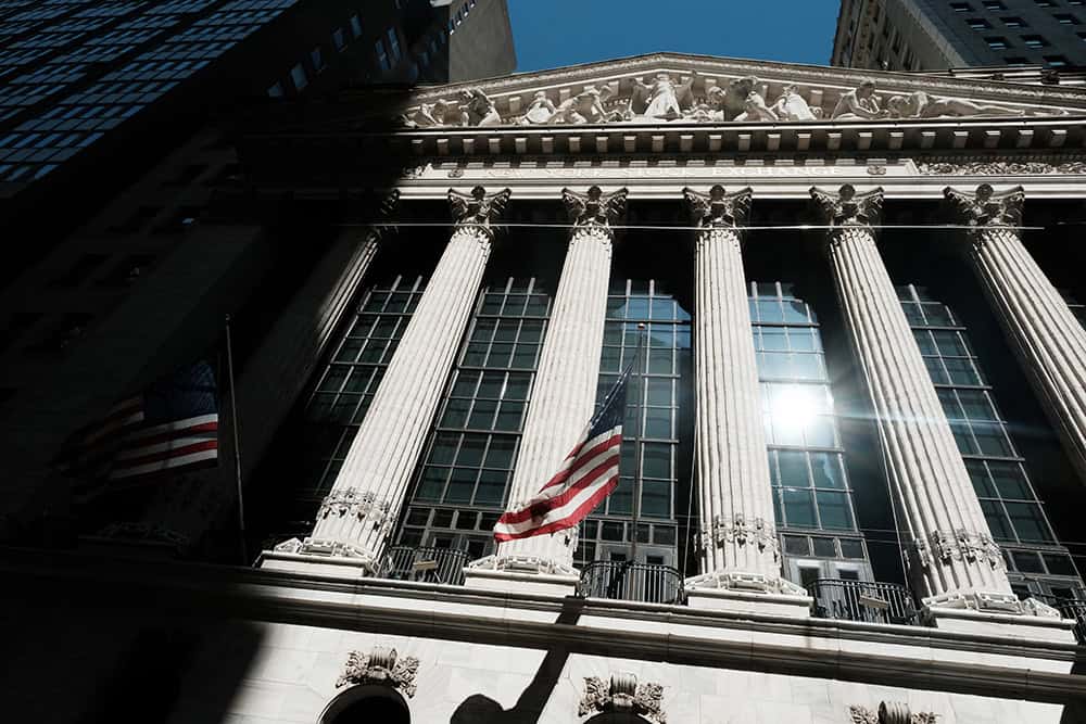 Exterior view of the New York Stock Exchange (NYSE)